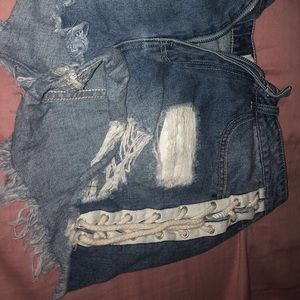 Forever 21 ripped laced up sides dark blue